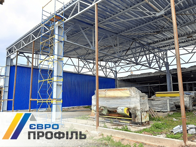 Монтаж каркасу складського приміщення утепленого типу м. Черкаси