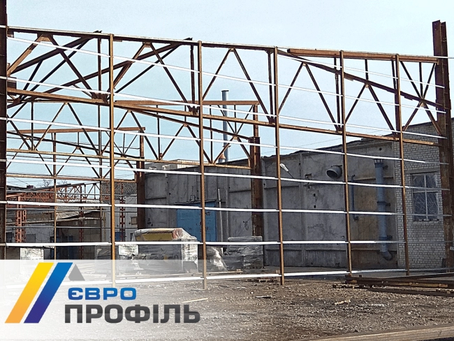 Монтаж каркасу складського приміщення утепленого типу м. Черкаси