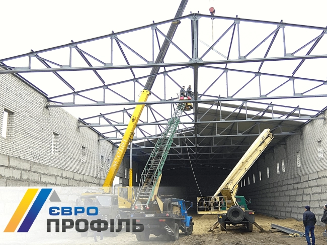 Монтаж ангара, монтаж металлических ферм Профнастил ПК-57 Черкассы
