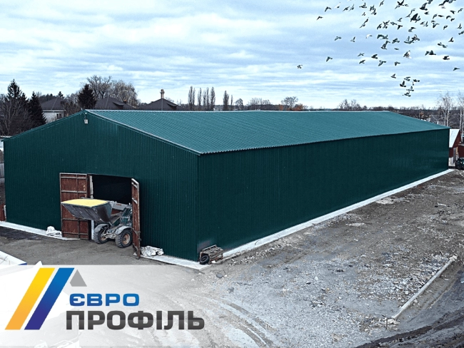купити Строительство зернохранилища, крыша Профнастил ПК-45, Стеновой ПС-20 RAL 6005